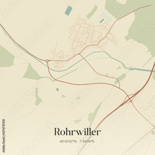 Vintage map of Rohrwiller, France.