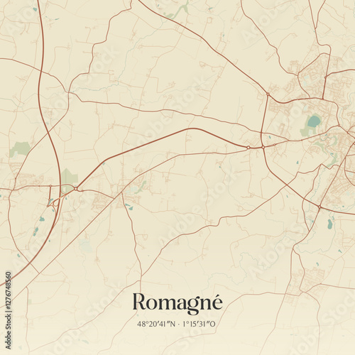 Vintage map of Romagné, France.