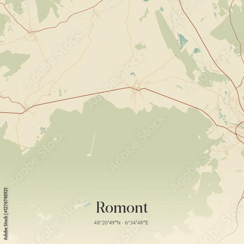Vintage map of Romont, France.