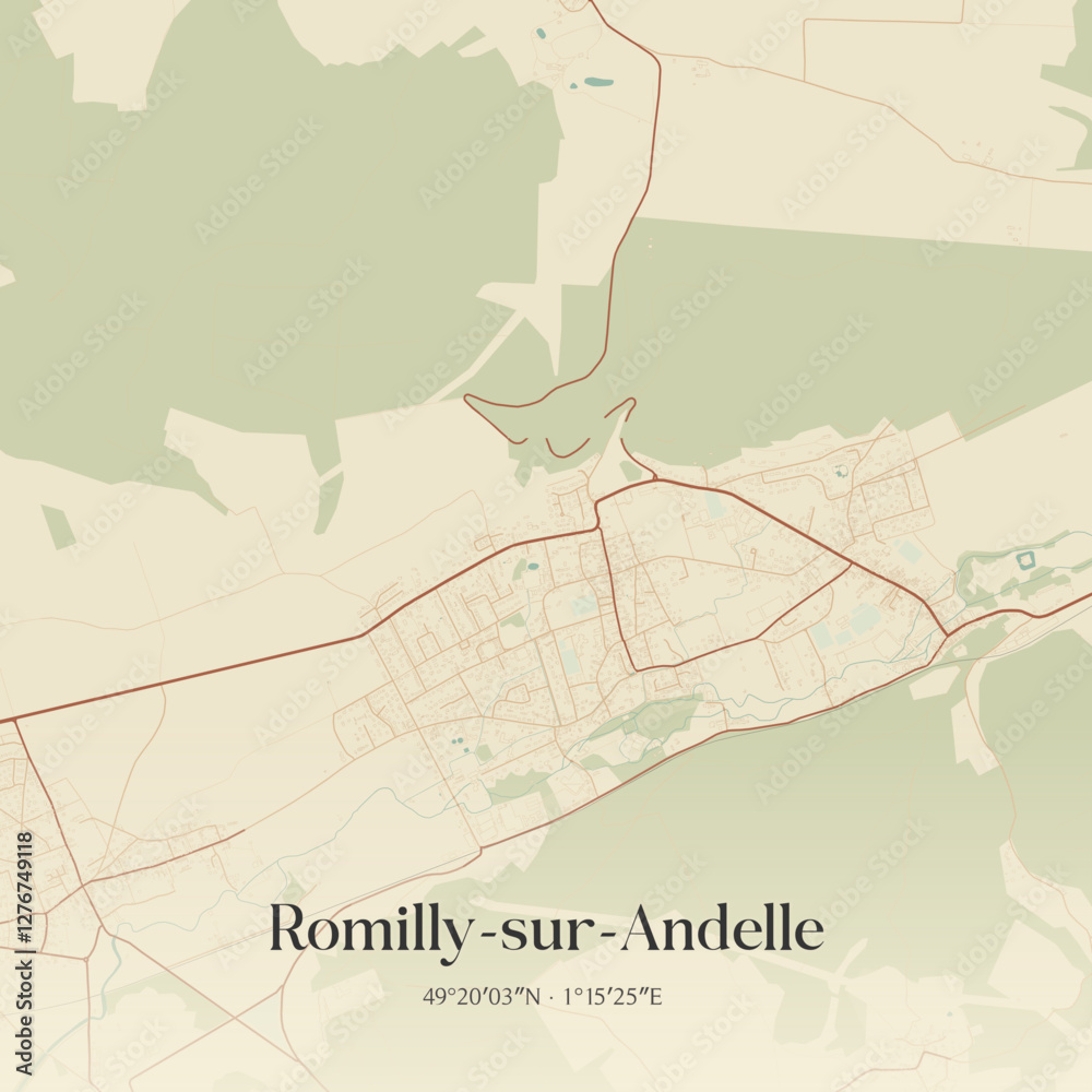 Obraz premium Vintage map of Romilly-sur-Andelle, France.