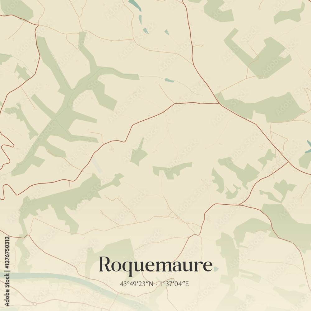 Obraz premium Vintage map of Roquemaure, France.