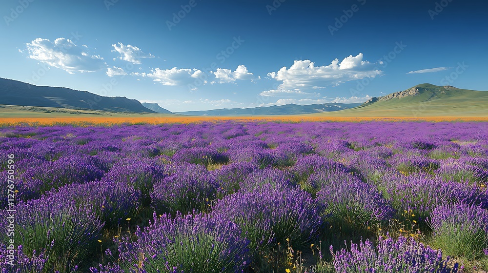Obraz premium golden sunset over blooming flower field high resolution hd picture