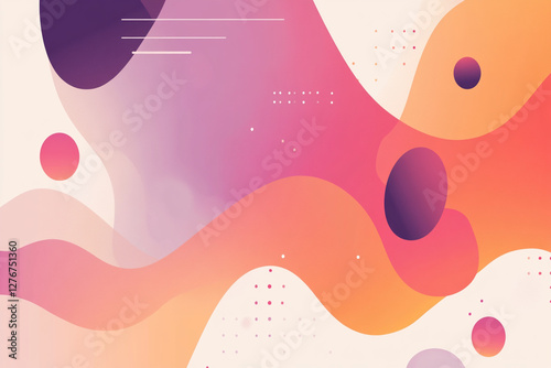 Smooth curving shapes in vibrant colors create abstract design. fluid forms blend shades of pink, orange, and purple, evoking sense of movement and creativity