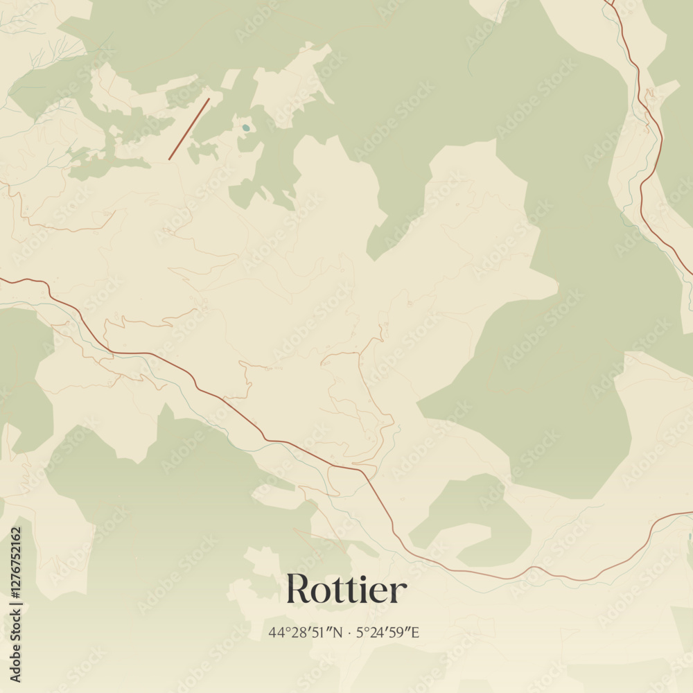 Obraz premium Vintage map of Rottier, France.