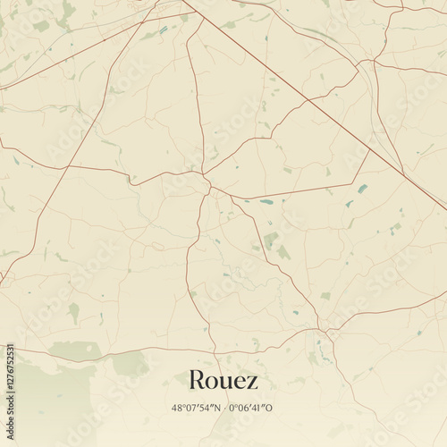 Vintage map of Rouez, France.