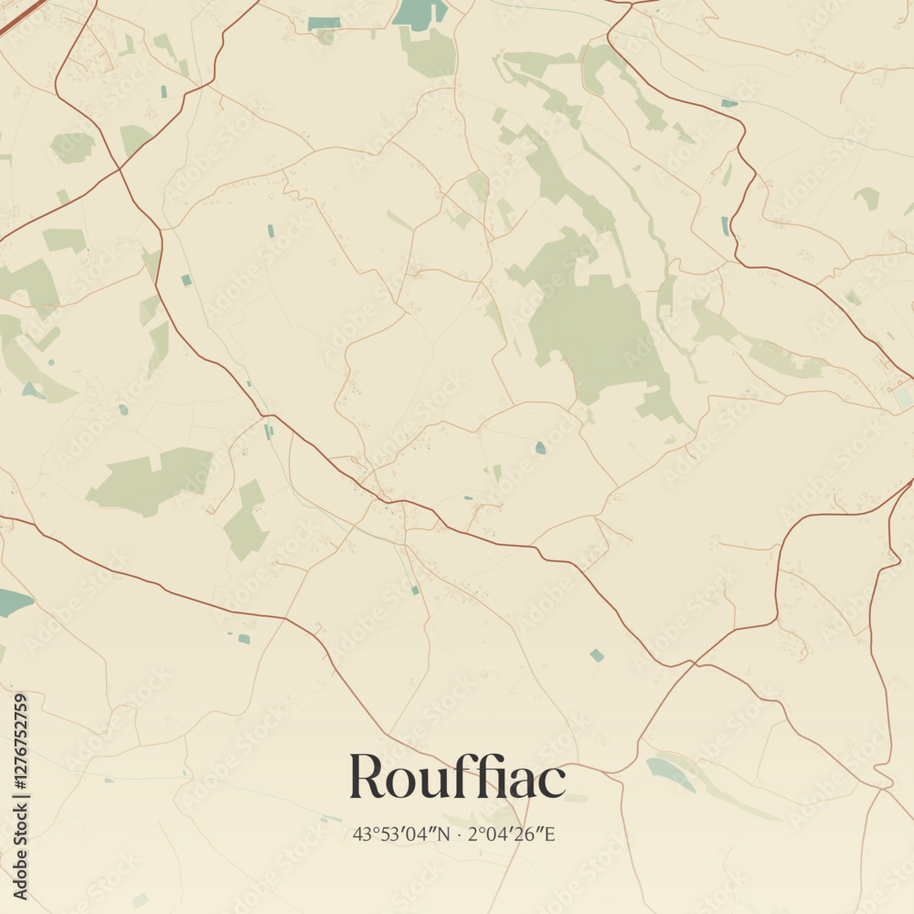 Obraz premium Vintage map of Rouffiac, France.