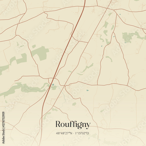 Vintage map of Rouffigny, France.