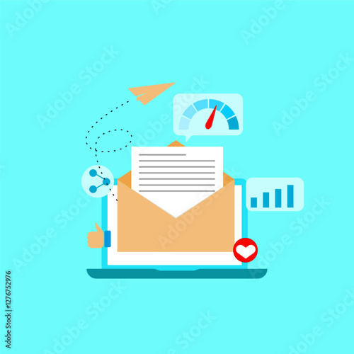 Email marketing campaign, newsletter marketing, email marketing banner concept. flat style vector.