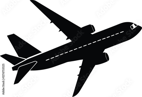 Commercial aircraft airbus a320 silhouette vector 