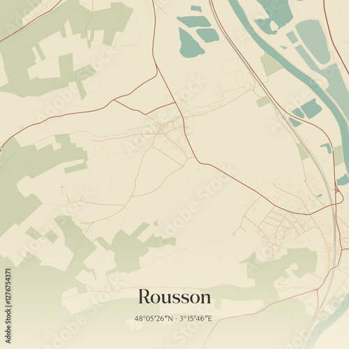 Vintage map of Rousson, France.