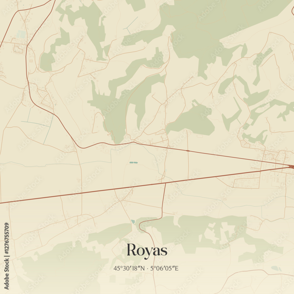 Obraz premium Vintage map of Royas, France.