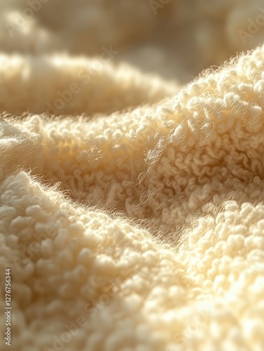 Close-up view of soft boucle fabric displaying texture and warmth photo