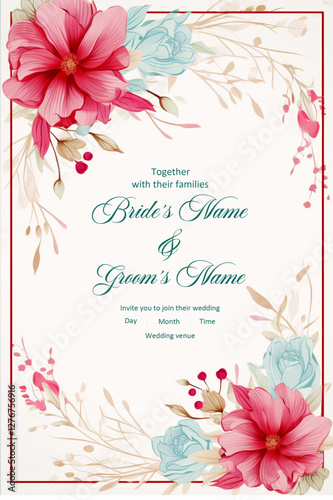 Floral wedding invitation card design