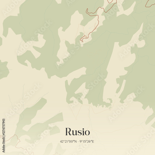 Vintage map of Rusio, France.