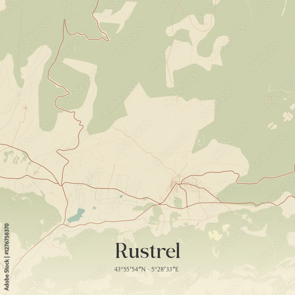 Obraz premium Vintage map of Rustrel, France.