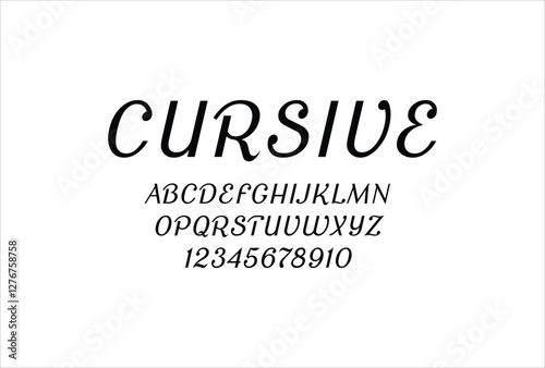 Cursive font for logo and headline. Isolated vector typeset