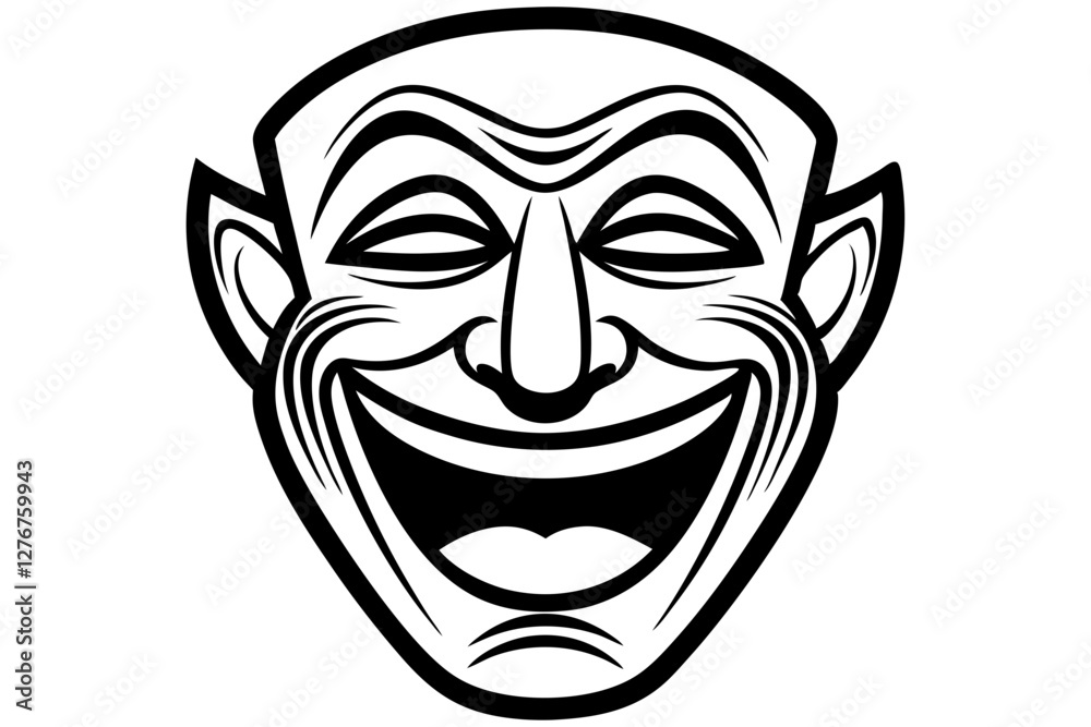 Obraz premium Classic Comedy Mask Vector | Theatrical Symbol for Creative Projects