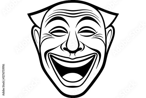 Classic Comedy Mask Vector | Theatrical Symbol for Creative Projects