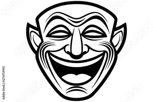 Classic Comedy Mask Vector | Theatrical Symbol for Creative Projects