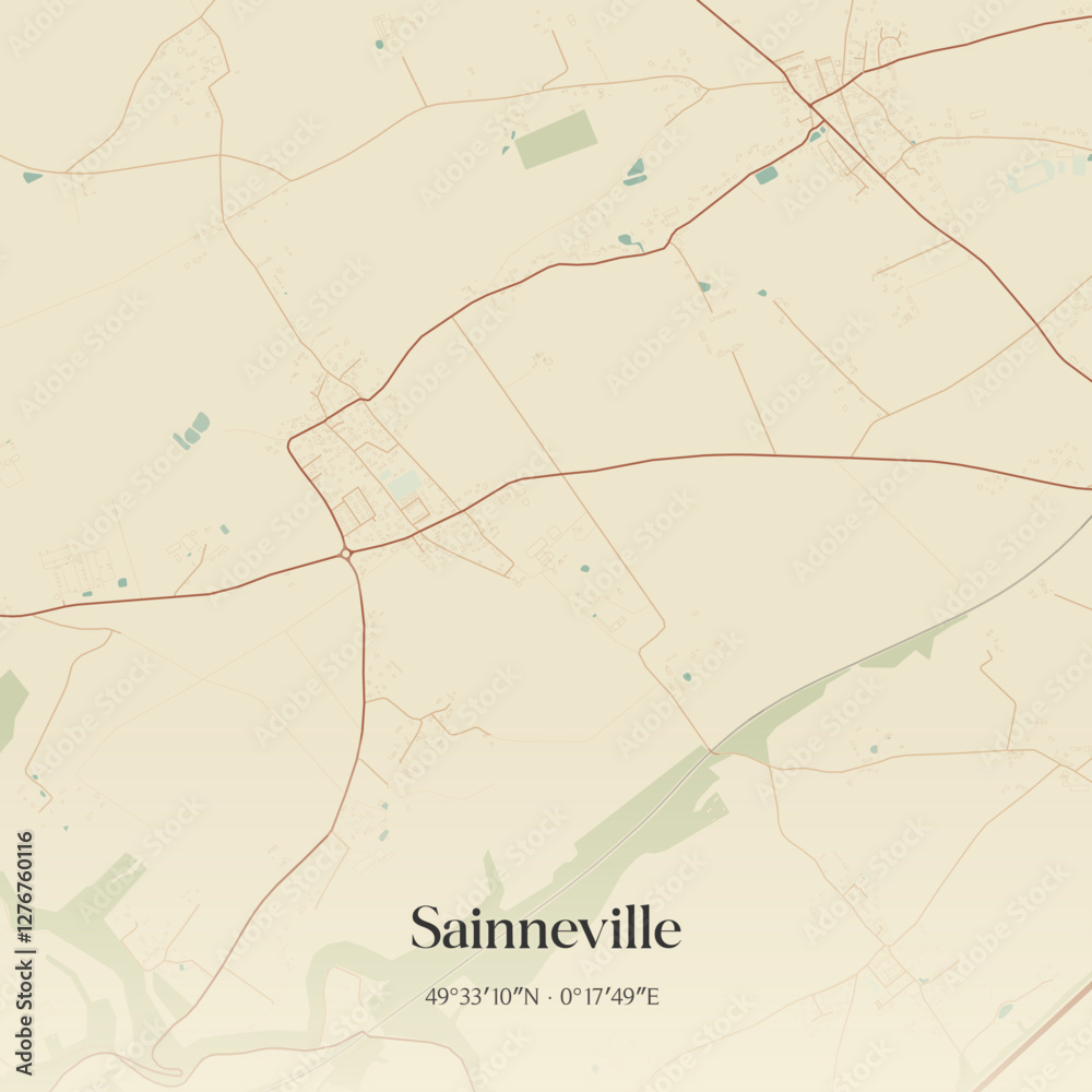 Fototapeta premium Vintage map of Sainneville, France.