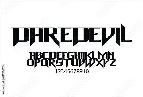 Daredevil font for logo and headline. Isolated vector typeset