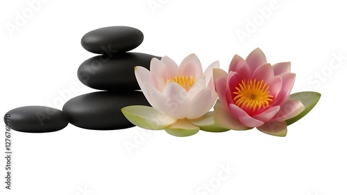 Calm spa stones go well with lotus blossoms; remove