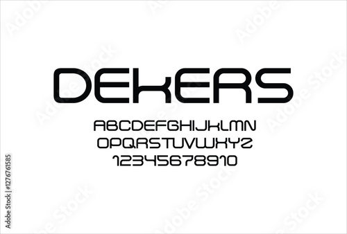 Dekers font for logo and headline. Isolated vector typeset