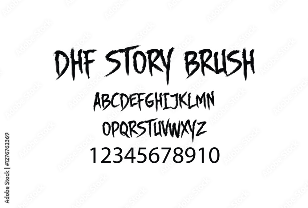Fototapeta premium DHF Story Brush font for logo and headline. Isolated vector typeset