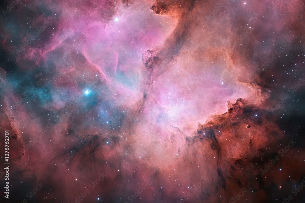 Fototapeta premium vast cosmic scene with swirling nebulas and distant stars beckons exploration against dark infinite backdrop