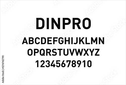 Dinpro font for logo and headline. Isolated vector typeset