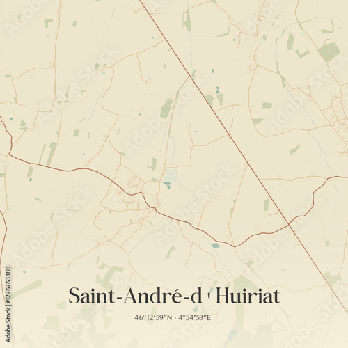 Vintage map of Saint-André-d'Huiriat, France.