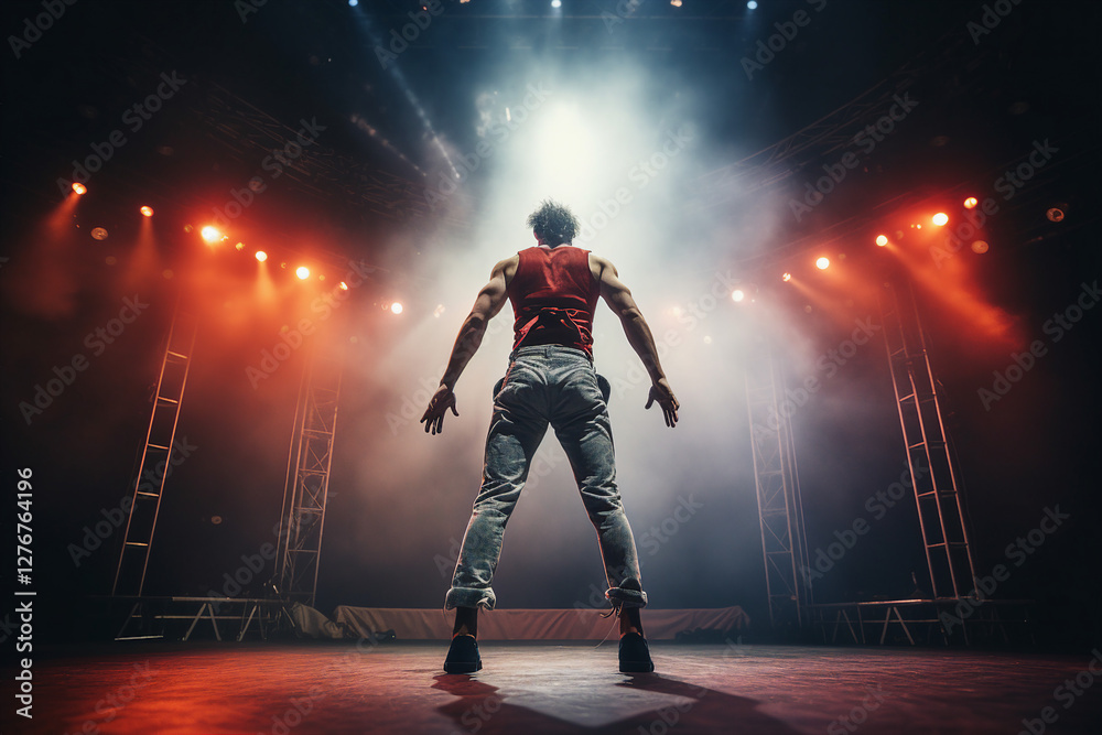 Generated with AI picture of a talented professional male dancer choreographer performing modern jazz dance Generated with AI picture of a talented professional male dancer choreographer performing modern jazz dance