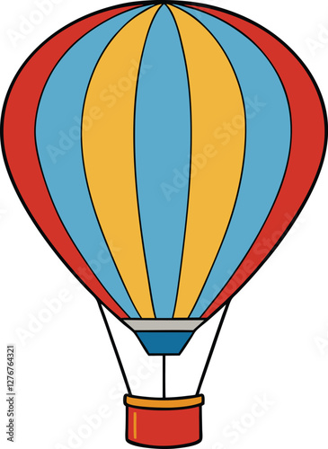 Colorful hot air balloon vector illustration, travel adventure, sky journey, festival design, aerostat clipart, isolated aviation graphic, EPS file