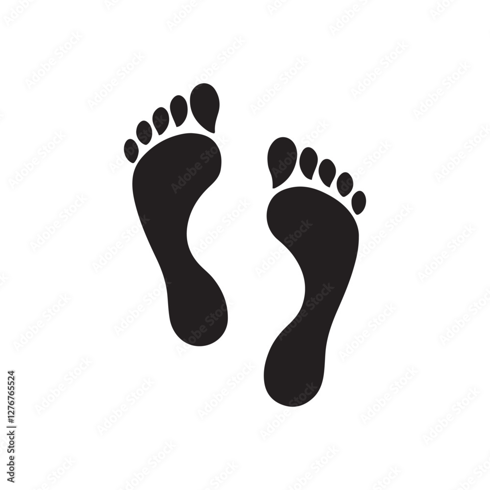 Black footprints, simple silhouette, minimalist design, graphic illustration Black footprints, simple silhouette, minimalist design, graphic illustration