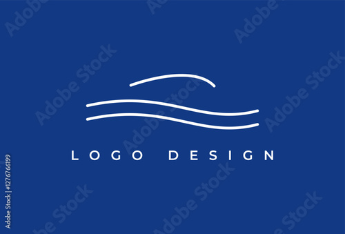 Yacht Logo. Minimalist Cruiser Ship Outline Style Logotype for Business, Branding, Identity, Marketing that Related with ship, travel, nautical, transport, vacation, sailboat, journey, trip, marine.