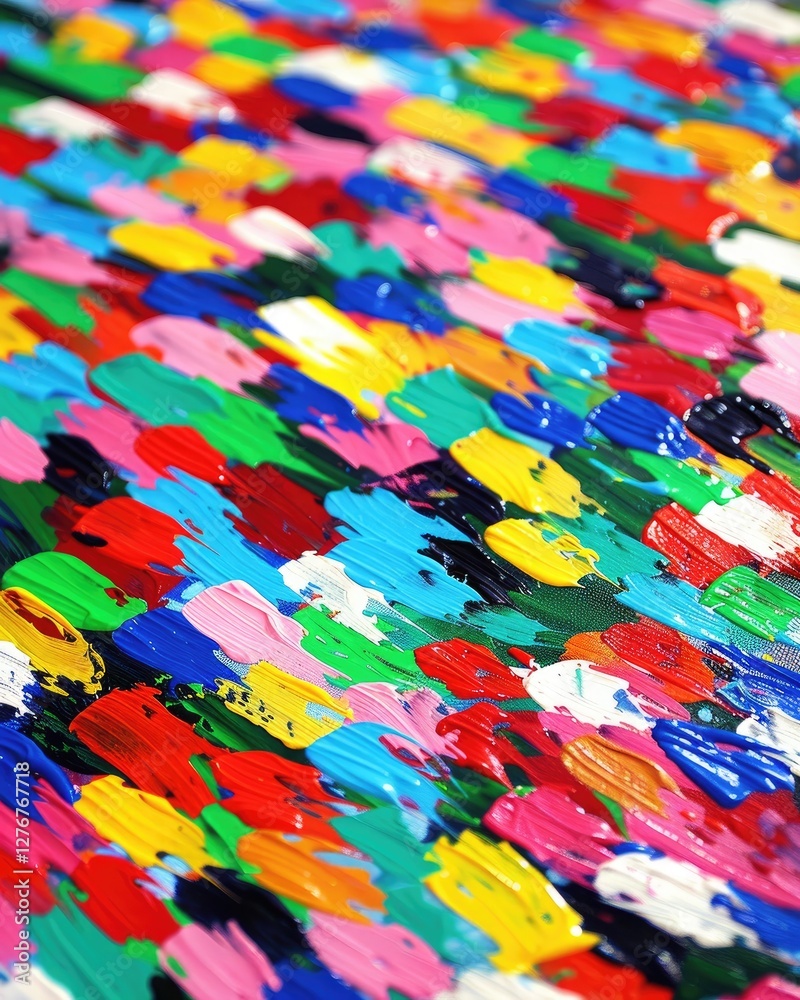 Fototapeta premium Vibrant Abstract Colorful Palette of Paint Strokes on Canvas Surface for Creative Artistic Background