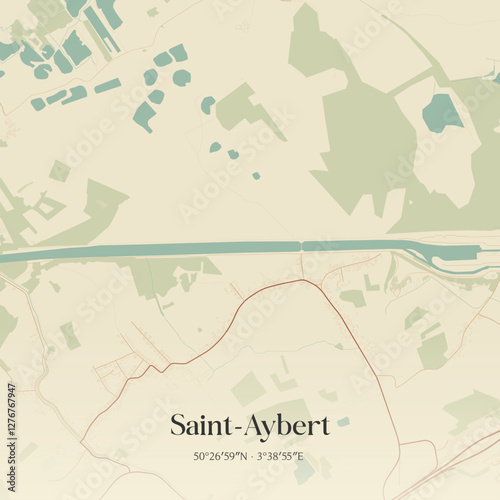 Vintage map of Saint-Aybert, France.