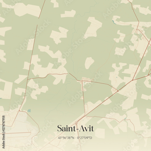Vintage map of Saint-Avit, France.