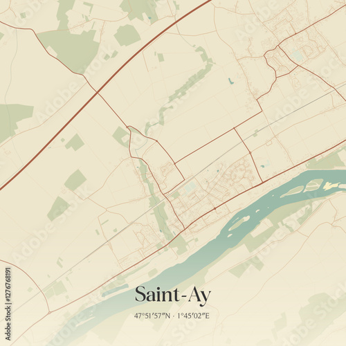Vintage map of Saint-Ay, France.