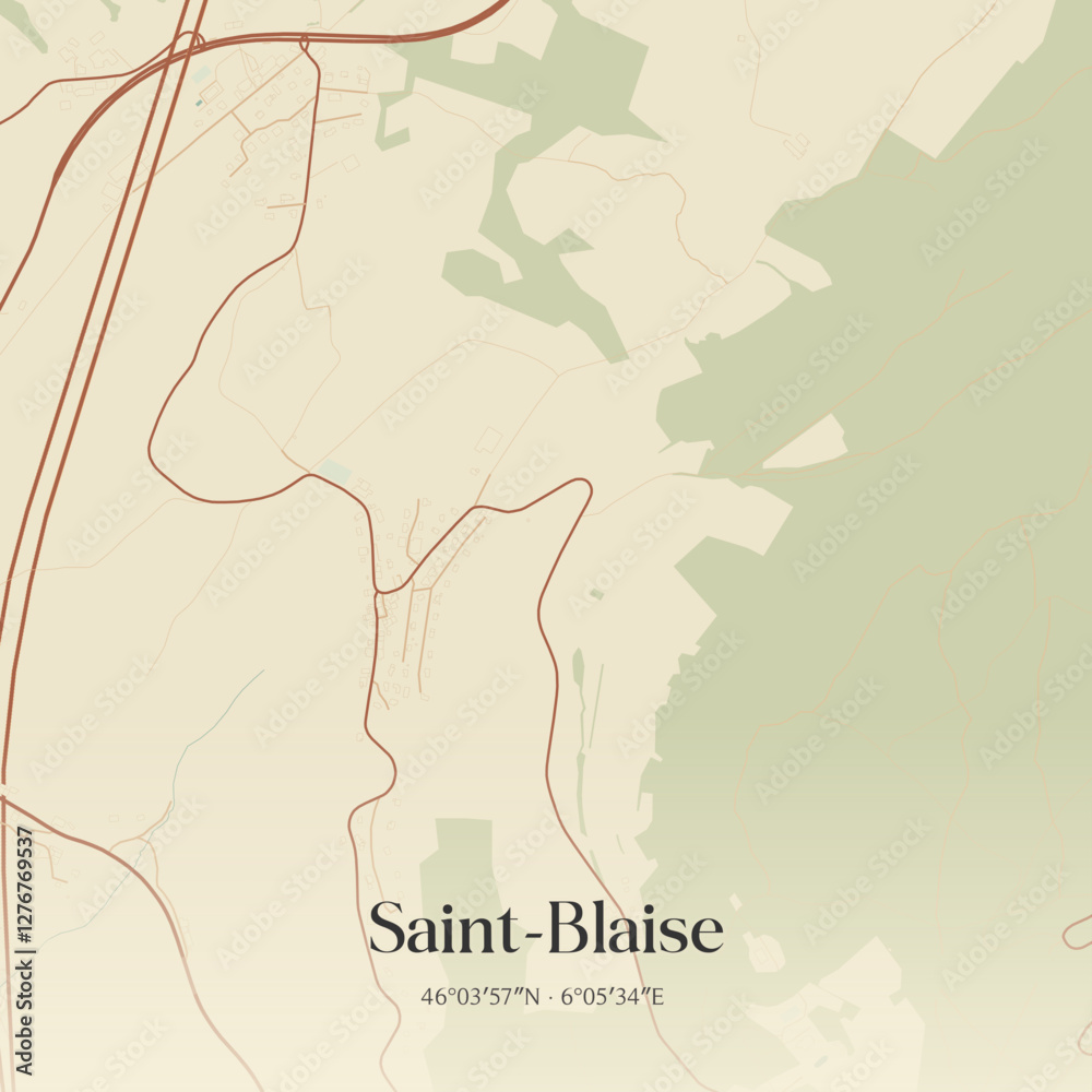 Obraz premium Vintage map of Saint-Blaise, France.