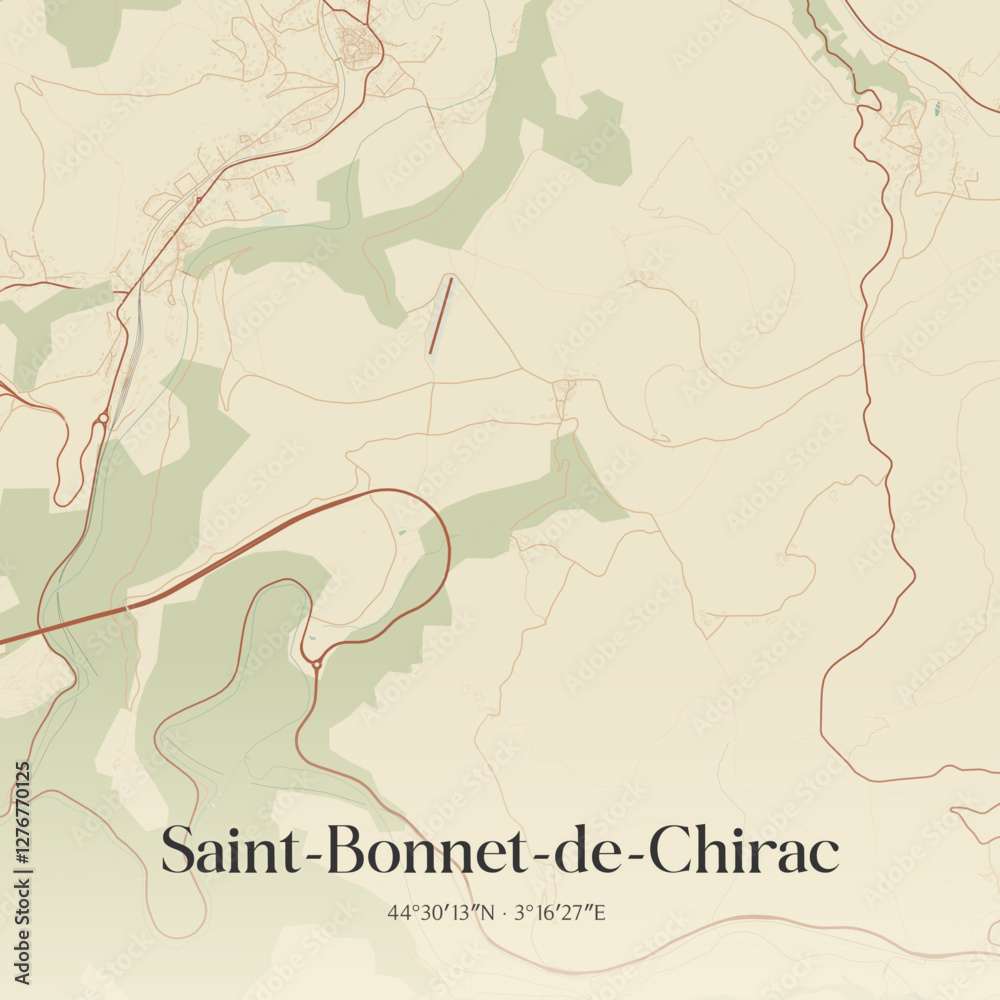 Obraz premium Vintage map of Saint-Bonnet-de-Chirac, France.