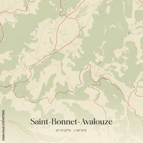 Vintage map of Saint-Bonnet-Avalouze, France.