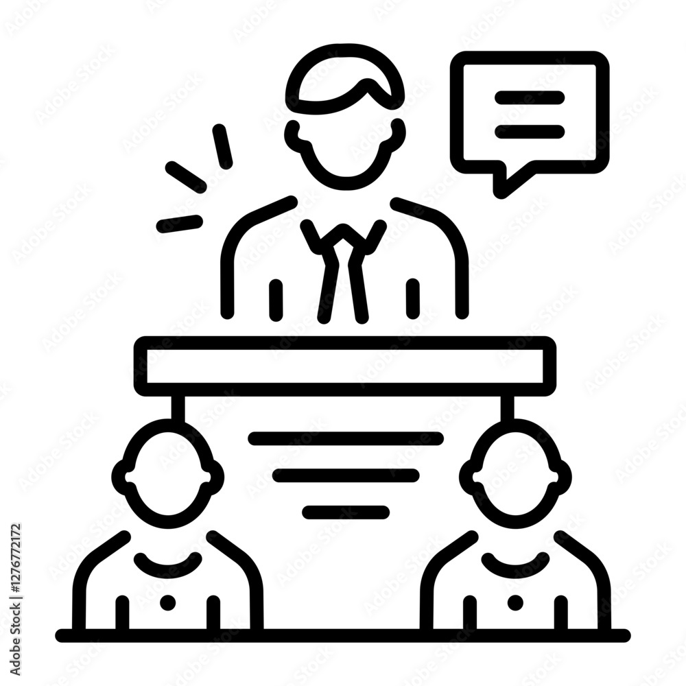 Legal witness icon in linear style Legal witness icon in linear style