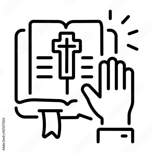 Bible oath icon in linear style 