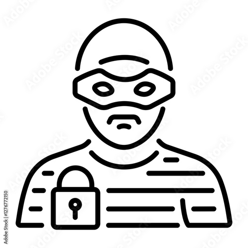 Masked burglar icon in linear style 