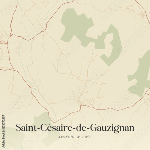 Vintage map of Saint-Césaire-de-Gauzignan, France.