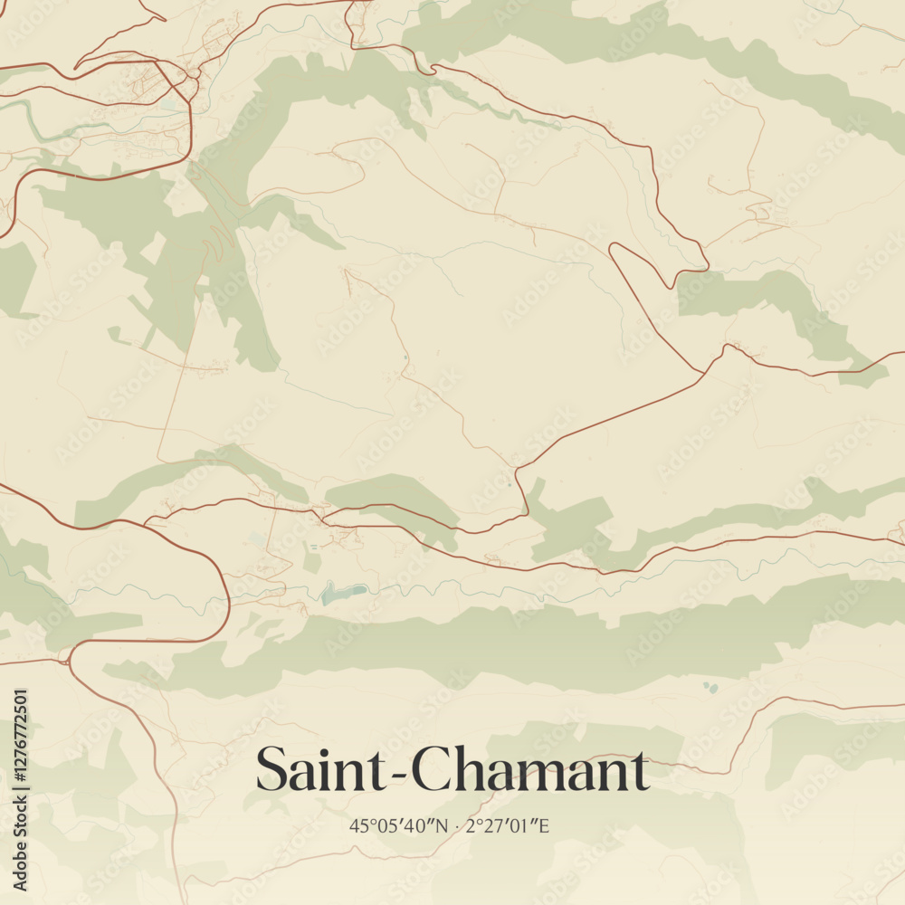 Obraz premium Vintage map of Saint-Chamant, France.