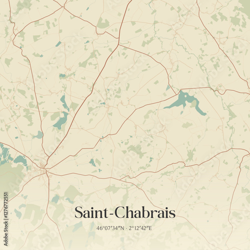 Vintage map of Saint-Chabrais, France.