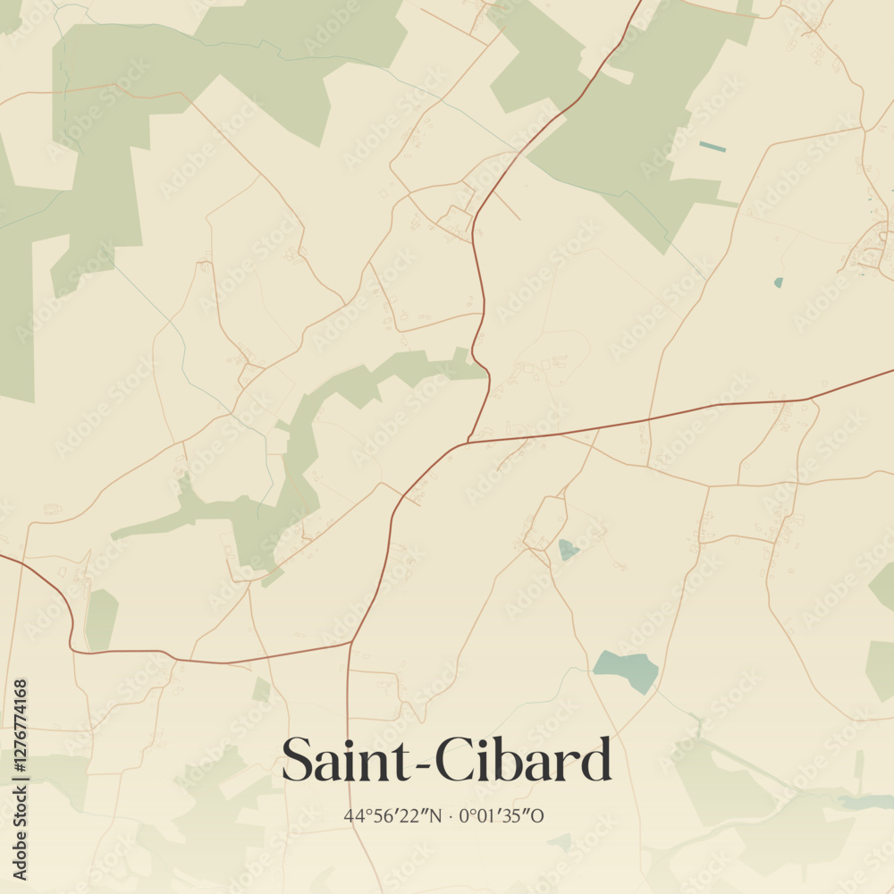 Obraz premium Vintage map of Saint-Cibard, France.