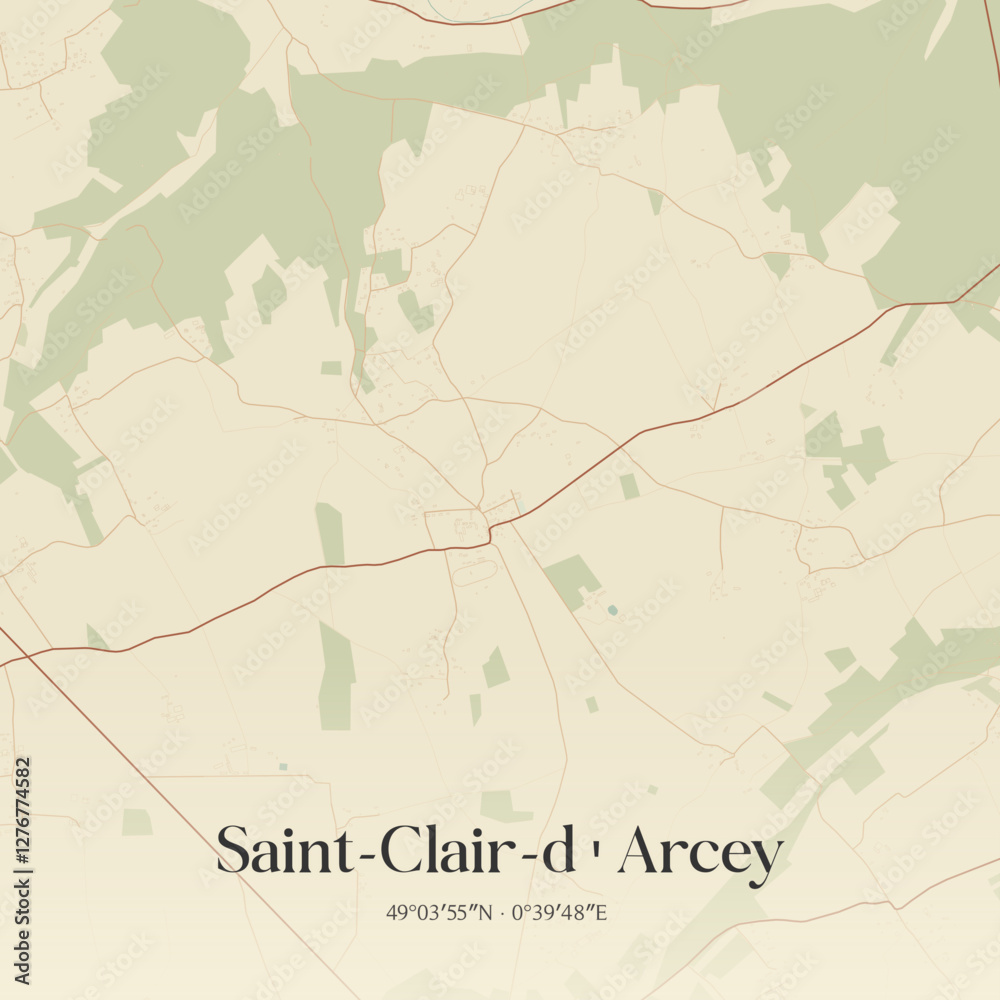 Fototapeta premium Vintage map of Saint-Clair-d'Arcey, France.